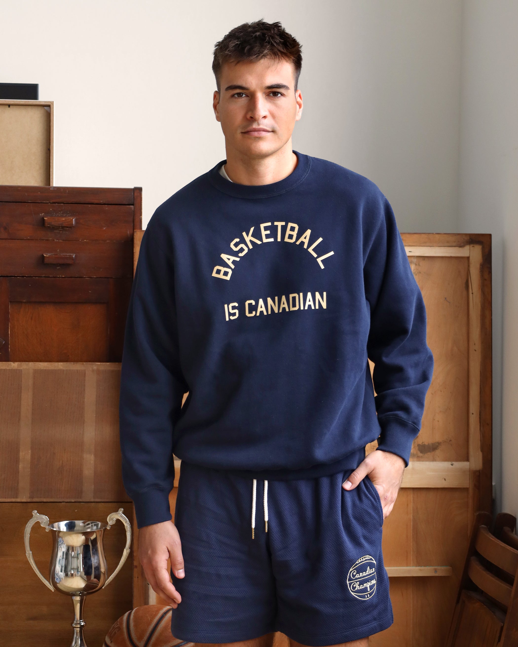 Made in Canada Basketball is Canadian Fleece Sweatshirt Navy - Unisex - Province of Canada