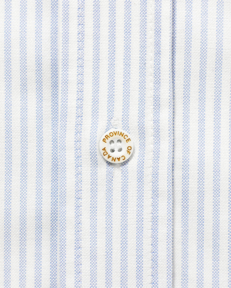 Made in Canada 100% Cotton Button Up Blue Oxford Stripe Dress - Province of Canada