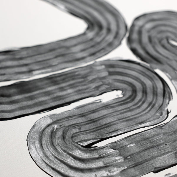 Path Black Print - 24" x 36" 100% Cotton Fine Art Archival Paper Textured Matte Finish - Printed in Canada