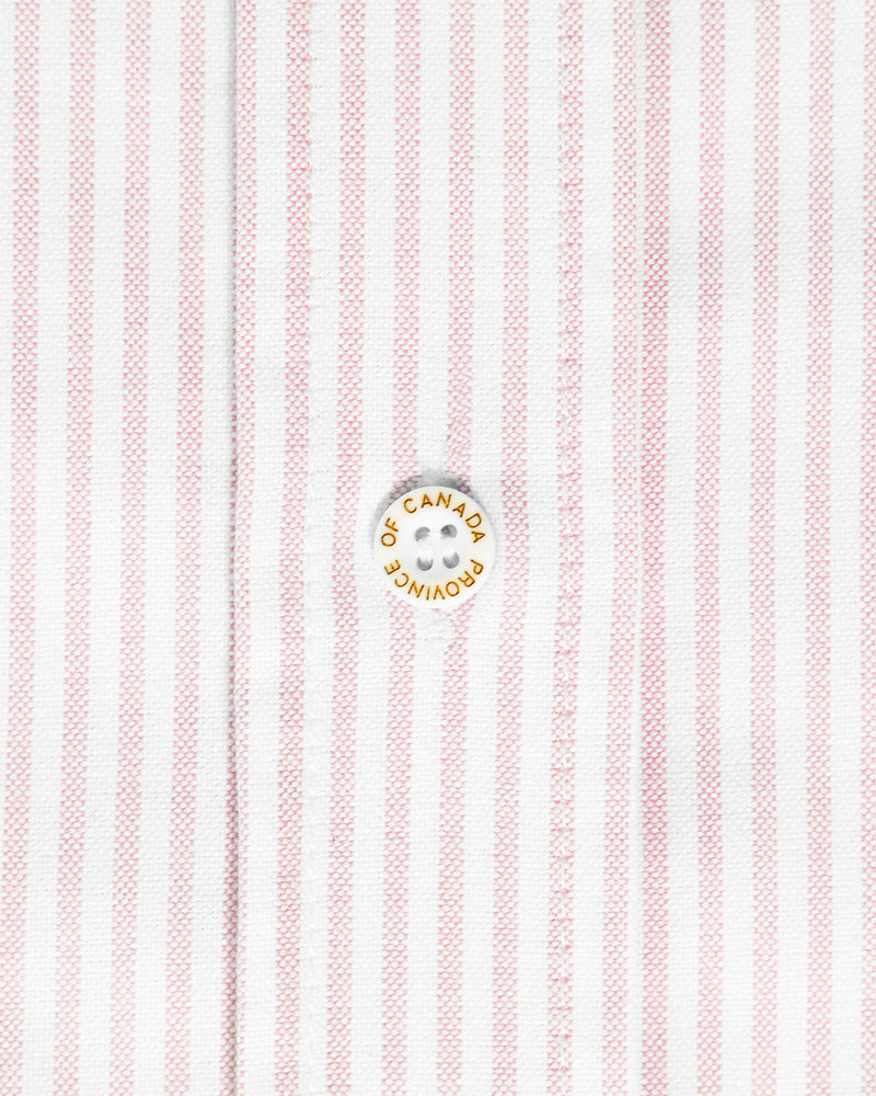 Made in Canada 100% Cotton Button Up Oxford Stripe Shirt Pink - Unisex - Province of Canada