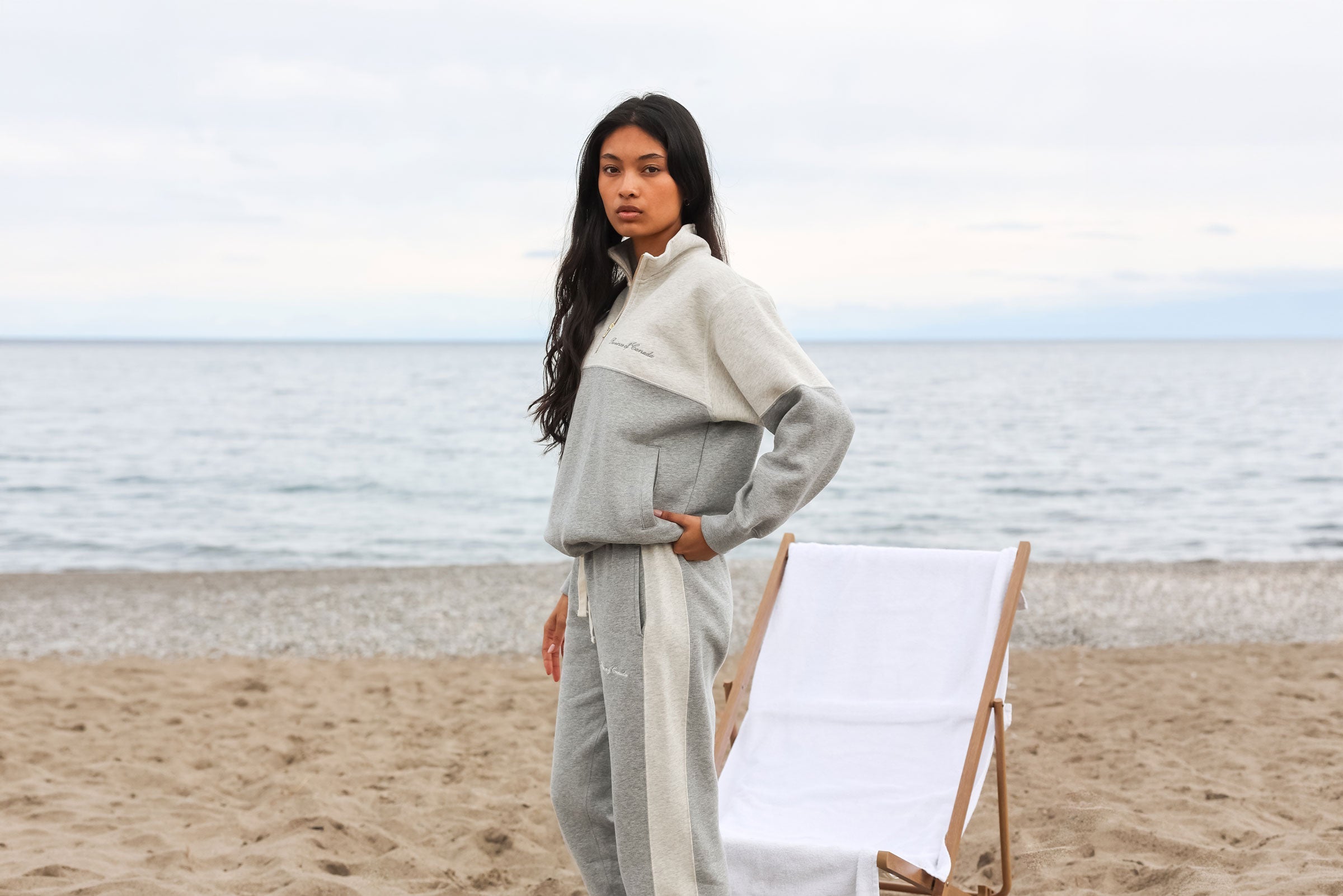 Made in Canada Club Fleece Half Zip Heather Grey - Unisex Province of Canada