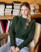 Made in Canada 100% Cotton Ivy Cable Knit Sweater Forest Green - Unisex - Province of Canada