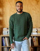 Made in Canada 100% Cotton Ivy Cable Knit Sweater Forest Green - Unisex - Province of Canada