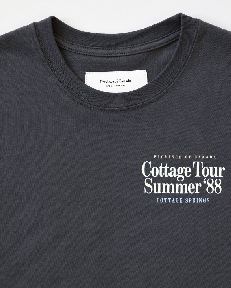 Made in Canada 100% Organic Cotton Cottage Tour Long Sleeve Tee Ink Washed Black - Unisex - Province of Canada