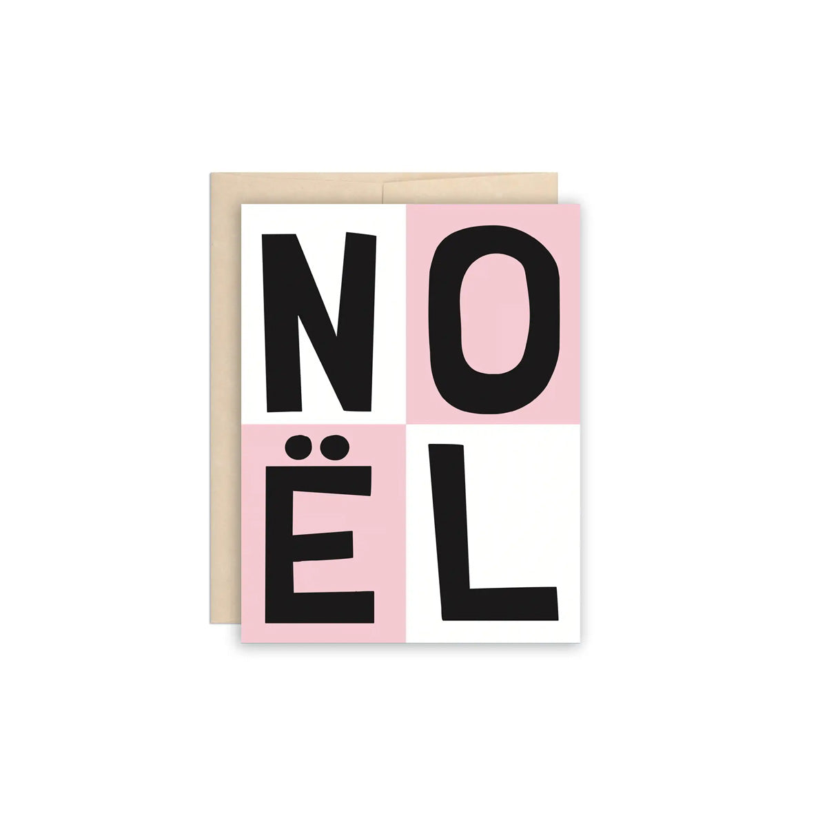 2-Tone Pink Checkerboard Noel Christmas Greeting Card - Made in Canada - Province of Canada