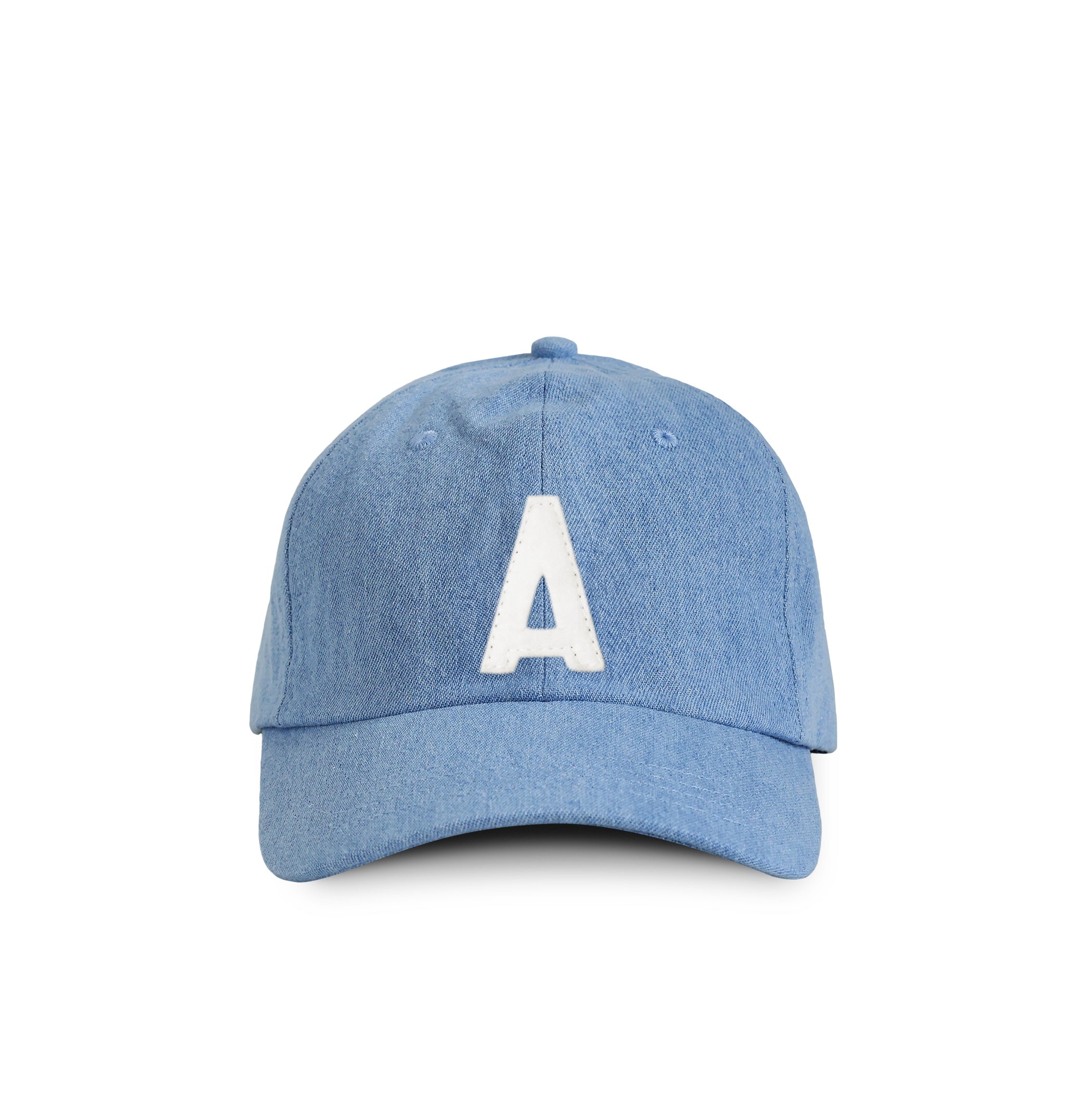 Made in Canada 100% Cotton Kids Letter A Baseball Hat Light Blue Denim - Province of Canada