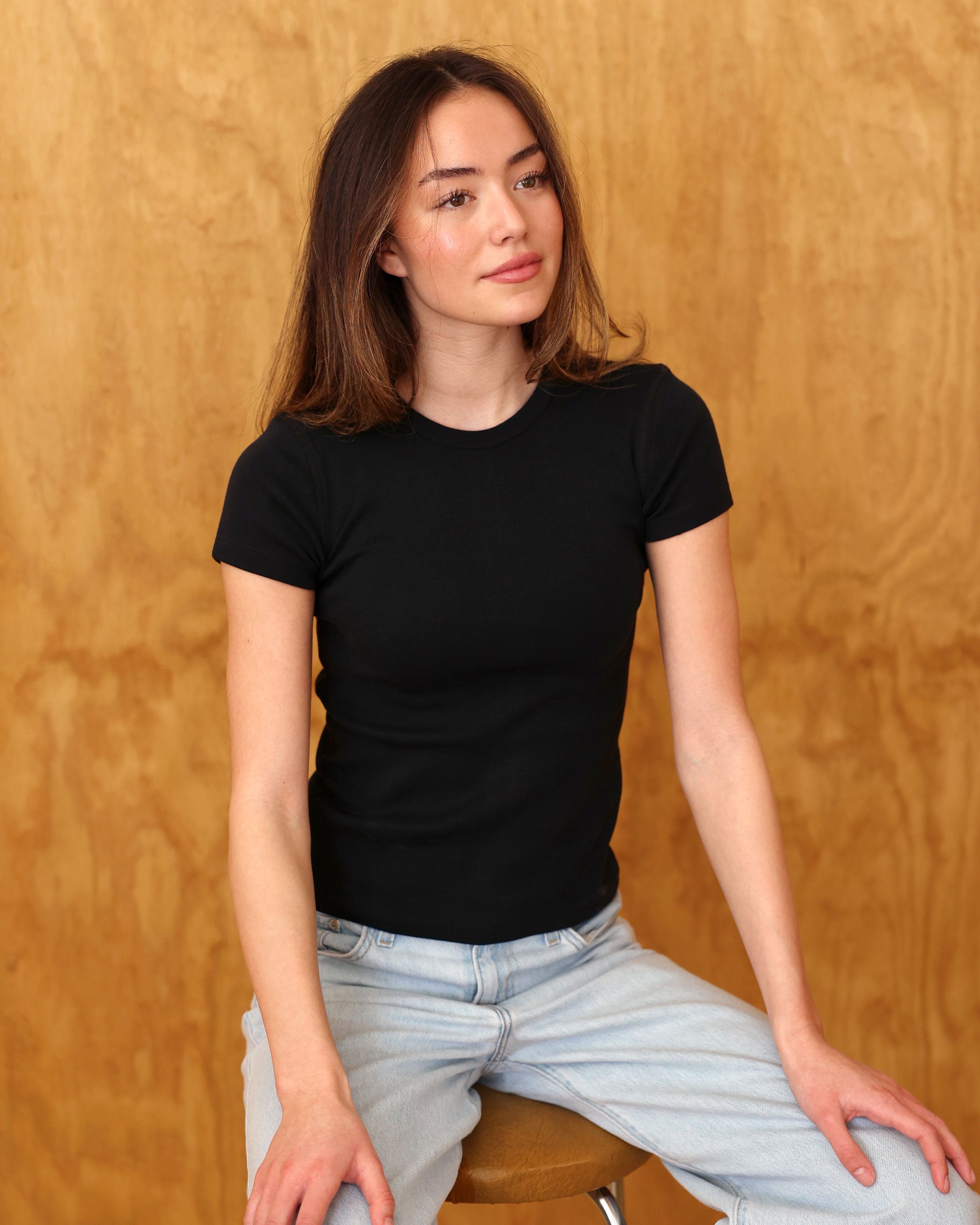 Made in Canada Fitted Rib Tee Black 100% Organic Cotton - Province of Canada