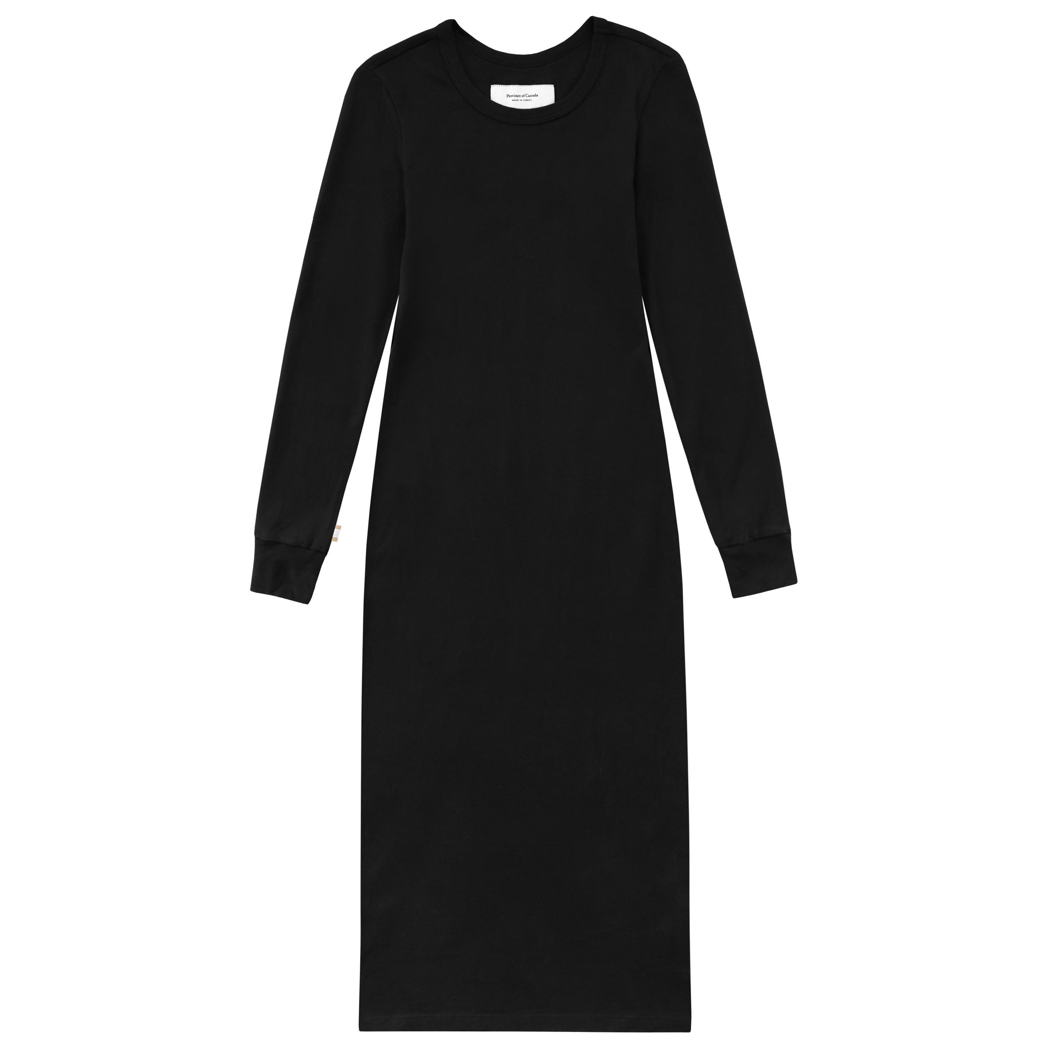 Made in Canada 100% Cotton Fine Ribbed Long Sleeve Dress Black - Province of Canada