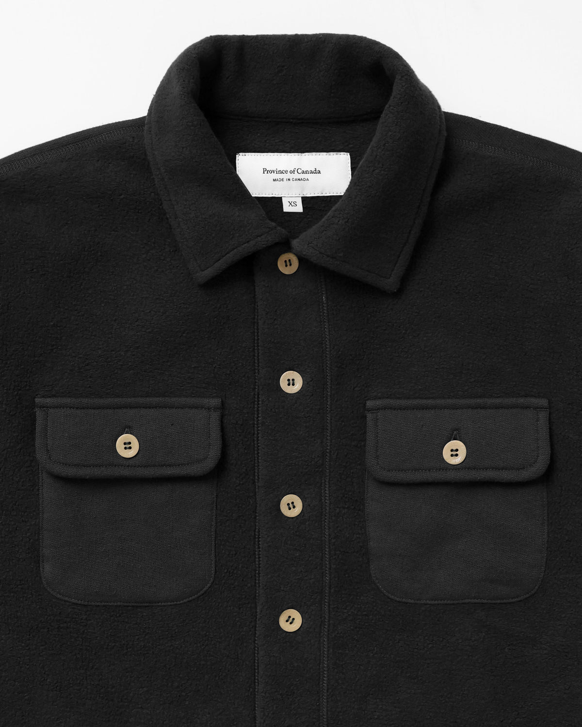Made in Canada 100% Cotton Reverse Fleece Overshirt Black - Unisex - Province of Canada 