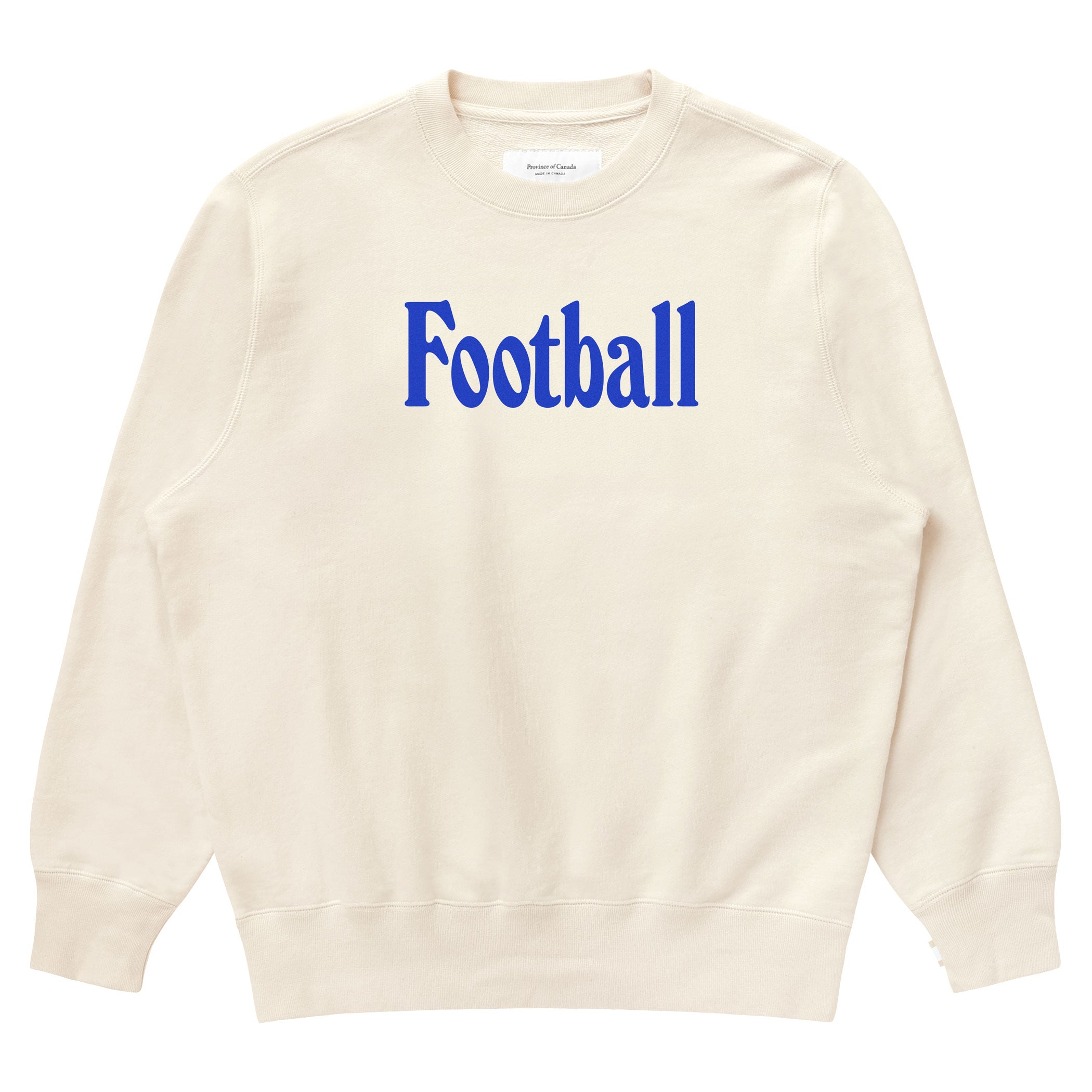 Made in Canada 100% Organic Cotton Football Retro Sweatshirt Natural - Unisex - Province of Canada
