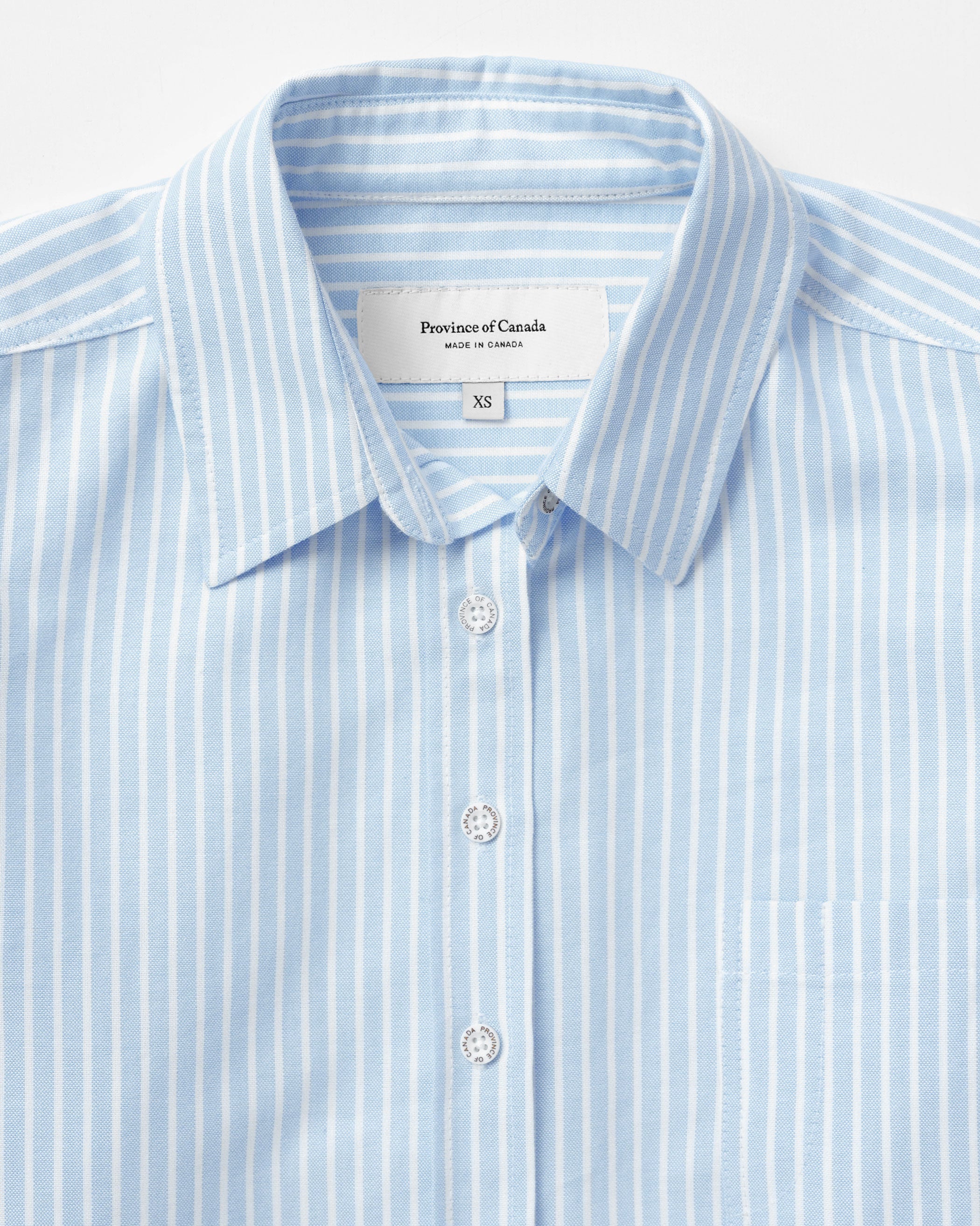 Made in Canada 100% Cotton Boxy Oxford Wide Stripe Shirt Blue - Womens - Province of Canada 