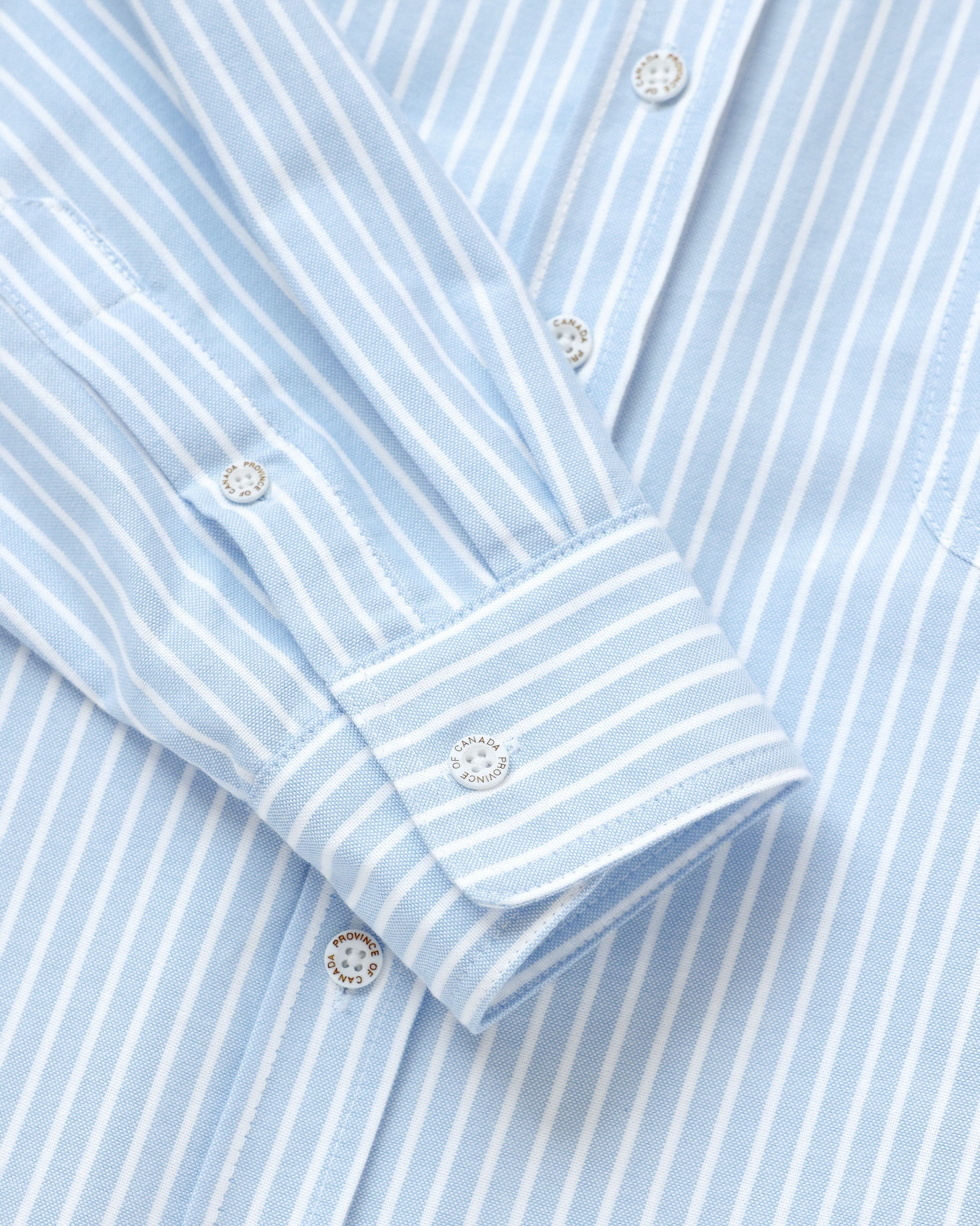 Made in Canada 100% Cotton Oxford Wide Stripe Dress Blue - Province of Canada