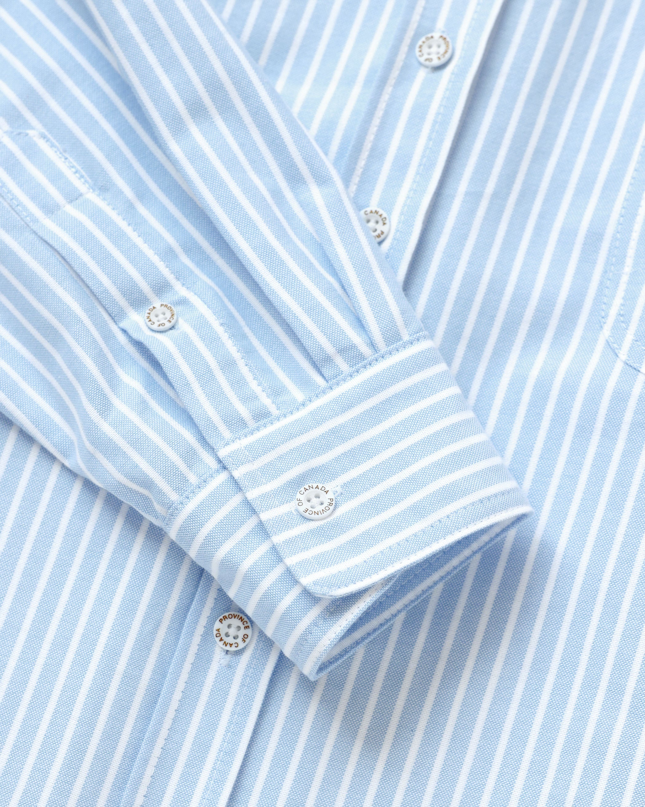Made in Canada 100% Cotton Boxy Oxford Wide Stripe Shirt Blue - Womens - Province of Canada 