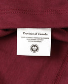 Made in Canada 100% Organic Cotton Long Sleeve Tee Burgundy - Province of Canada