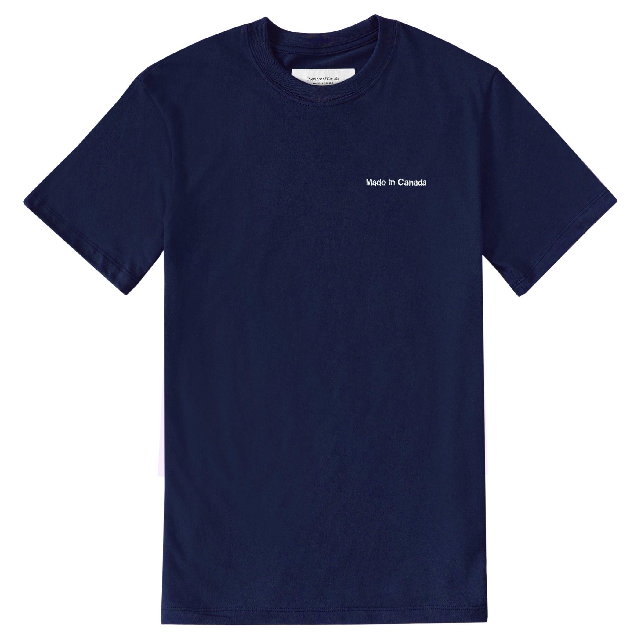 100% Cotton Embroidered Made in Canada Tee Navy - Unisex - Province of Canada