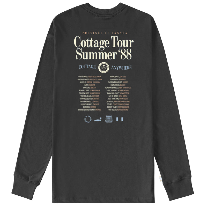 Made in Canada 100% Organic Cotton Cottage Tour Long Sleeve Tee Ink Washed Black - Unisex - Province of Canada