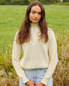 Made in Canada 100% Cotton Knit Half Zip Sweater Cream - Unisex - Province of Canada
