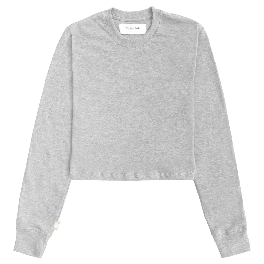 Cropped Long Sleeve Fitted Top Heather Grey