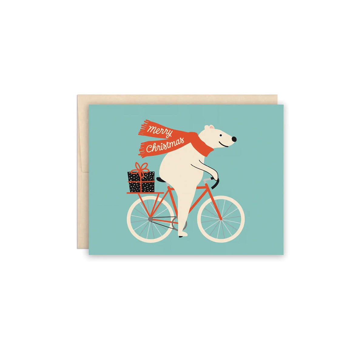 Cute Merry Christmas Polar Bear Cyclist Holiday Card - Made in Canada - Province of Canada