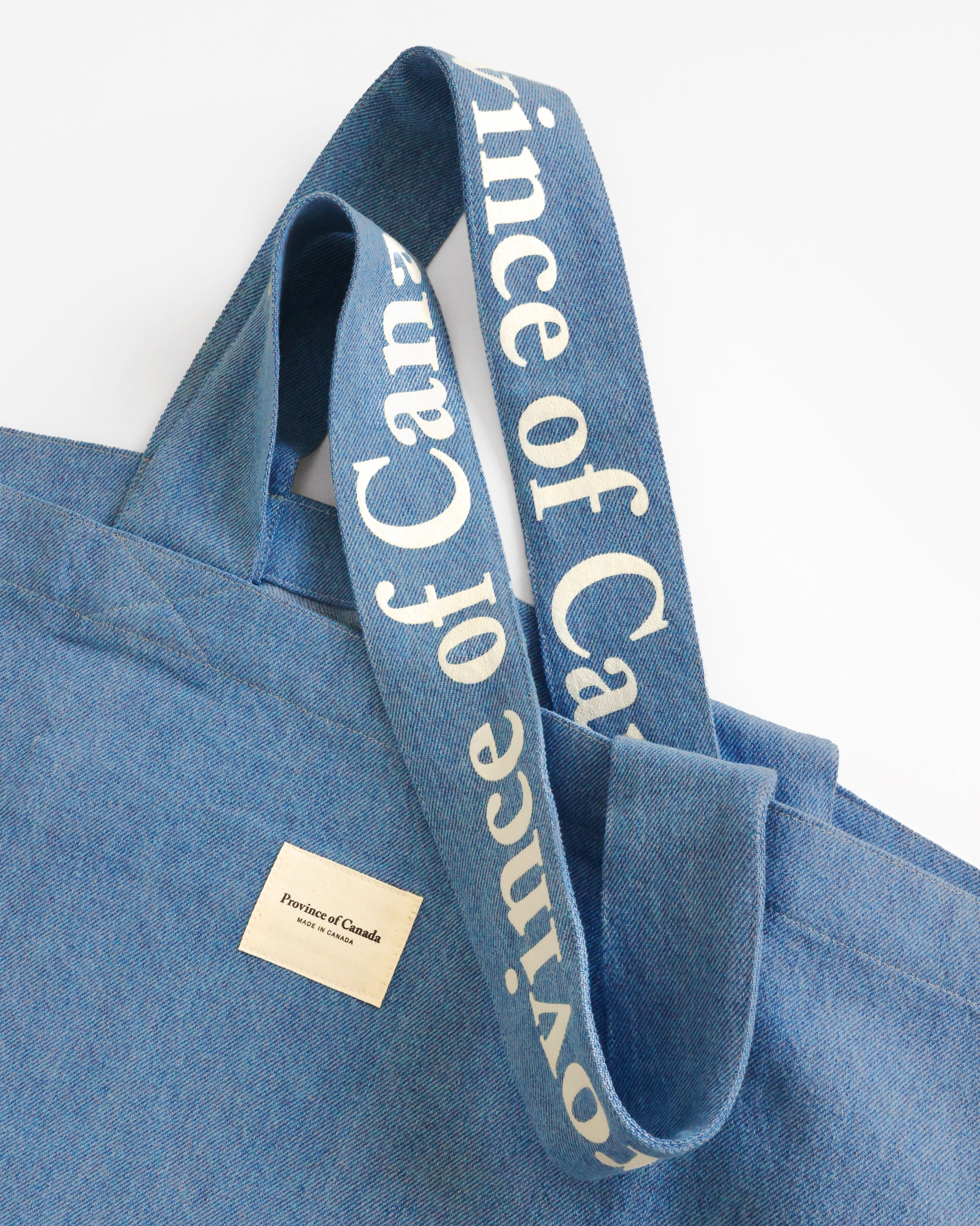 100% Cotton Made in Canada Large Wordmark Tote Bag Denim - Province of Canada