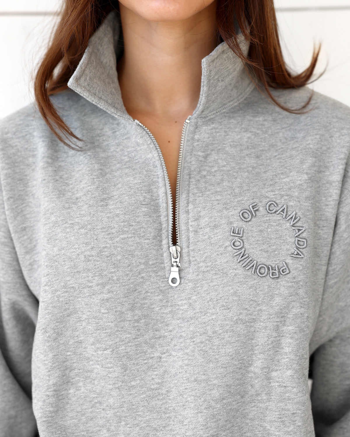 Half Zip Fleece Sweatshirt Heather Grey Unisex Province of Canada