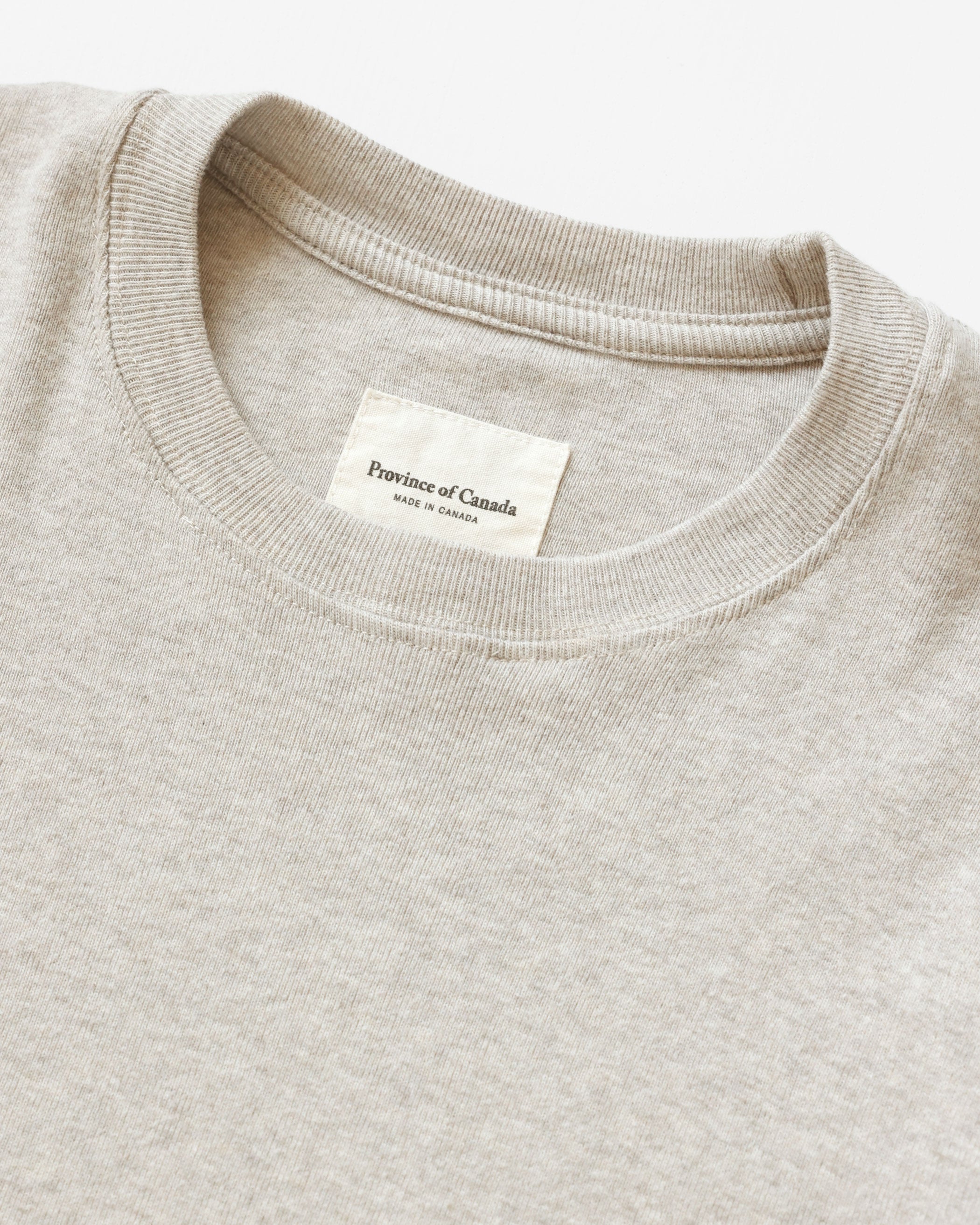 Made in Canada 100% Certified Organic Cotton Fine Ribbed Long Sleeve Tee Oatmeal - Unisex - Province of Canada