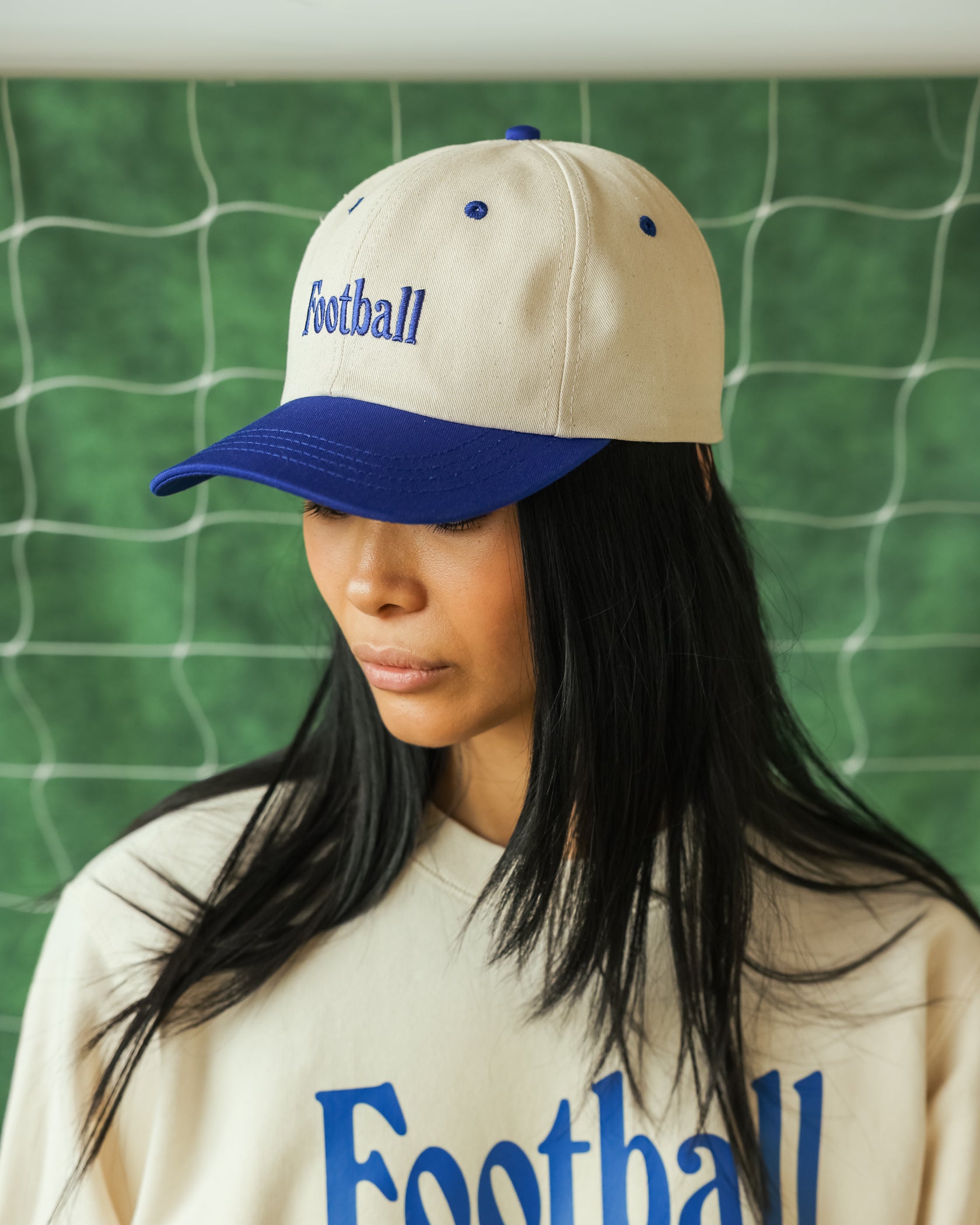 Made in Canada 100% Cotton Royal Blue Natural Football Retro Baseball Hat - Province of Canada