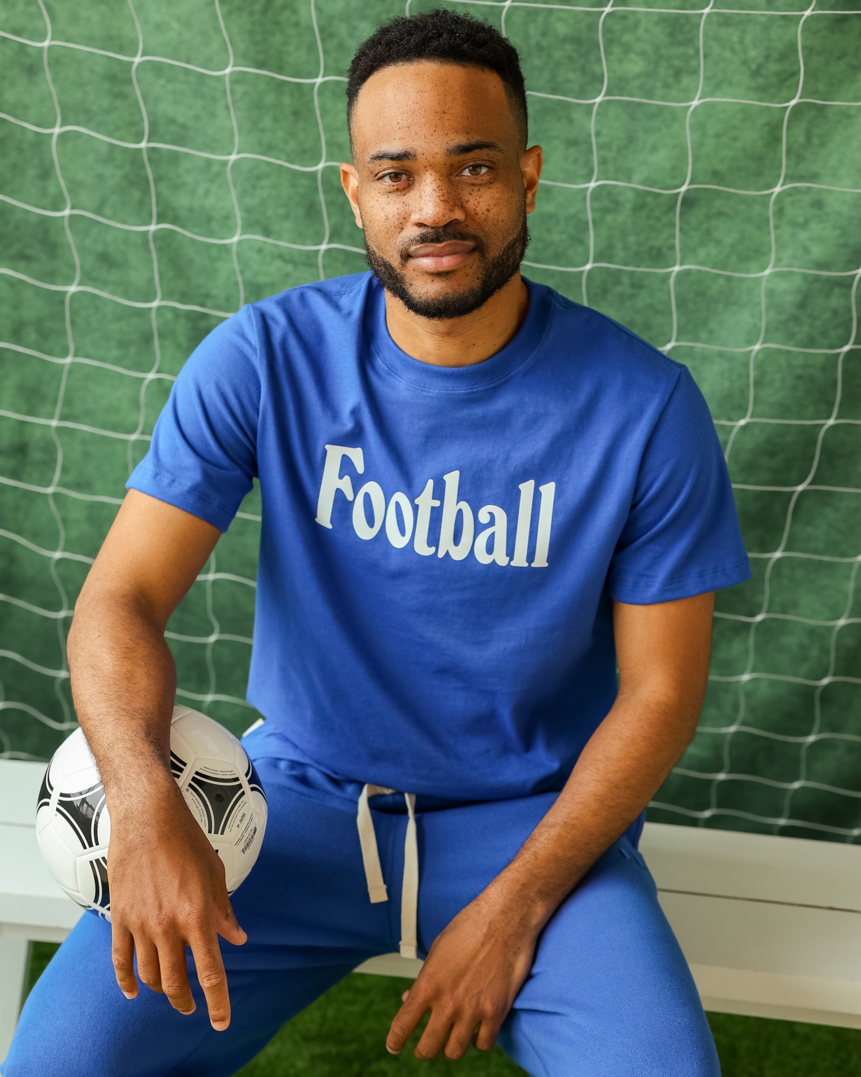 Made in Canada 100% Organic Cotton Football Retro Tee Royal - Unisex - Province of Canada 
