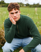 Made in Canada 100% Cotton Knit Half Zip Sweater Forest - Unisex - Province of Canada