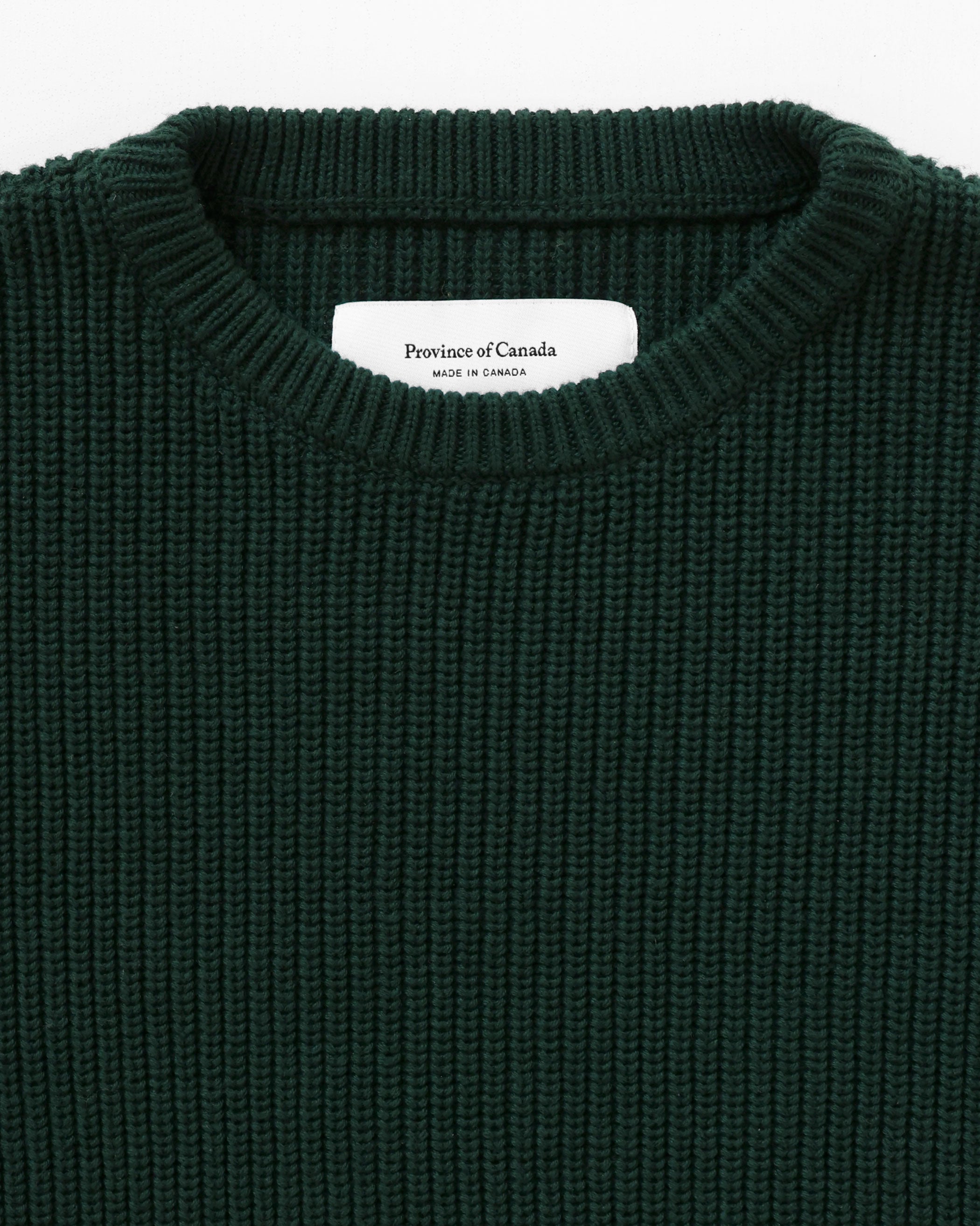 Cotton Knit Sweater Evergreen Unisex Made in Canada Province of Canada