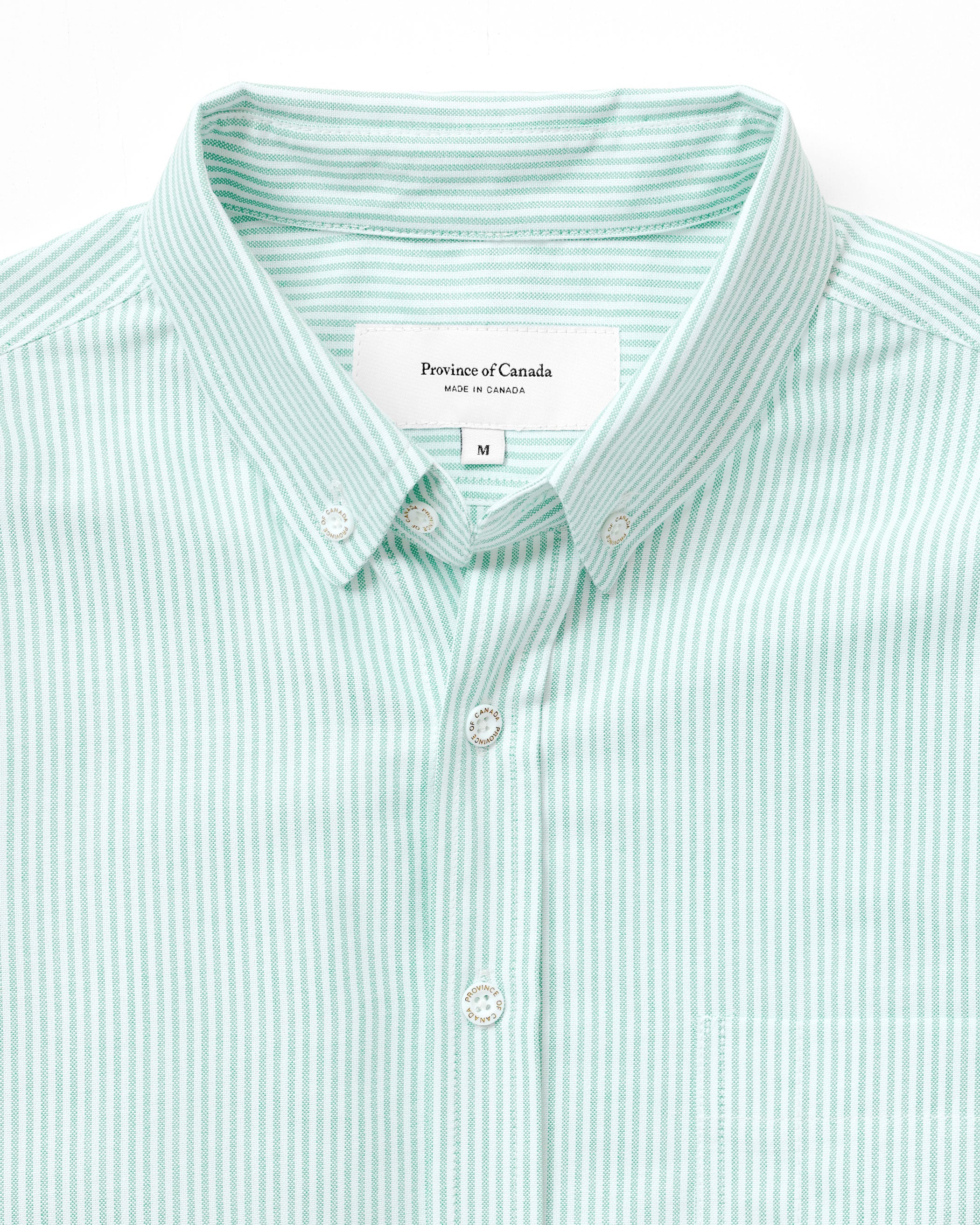 Oxford Stripe Shirt Green - Unisex - Made in Canada - Province of