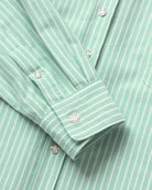 Made in Canada 100% Cotton Boxy Oxford Wide Stripe Shirt Green - Womens - Province of Canada 