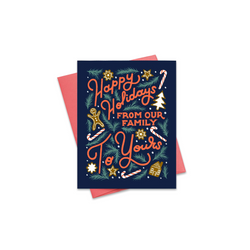 Happy Holidays Family Navy Greeting Card - Made in Canada - Province of Canada