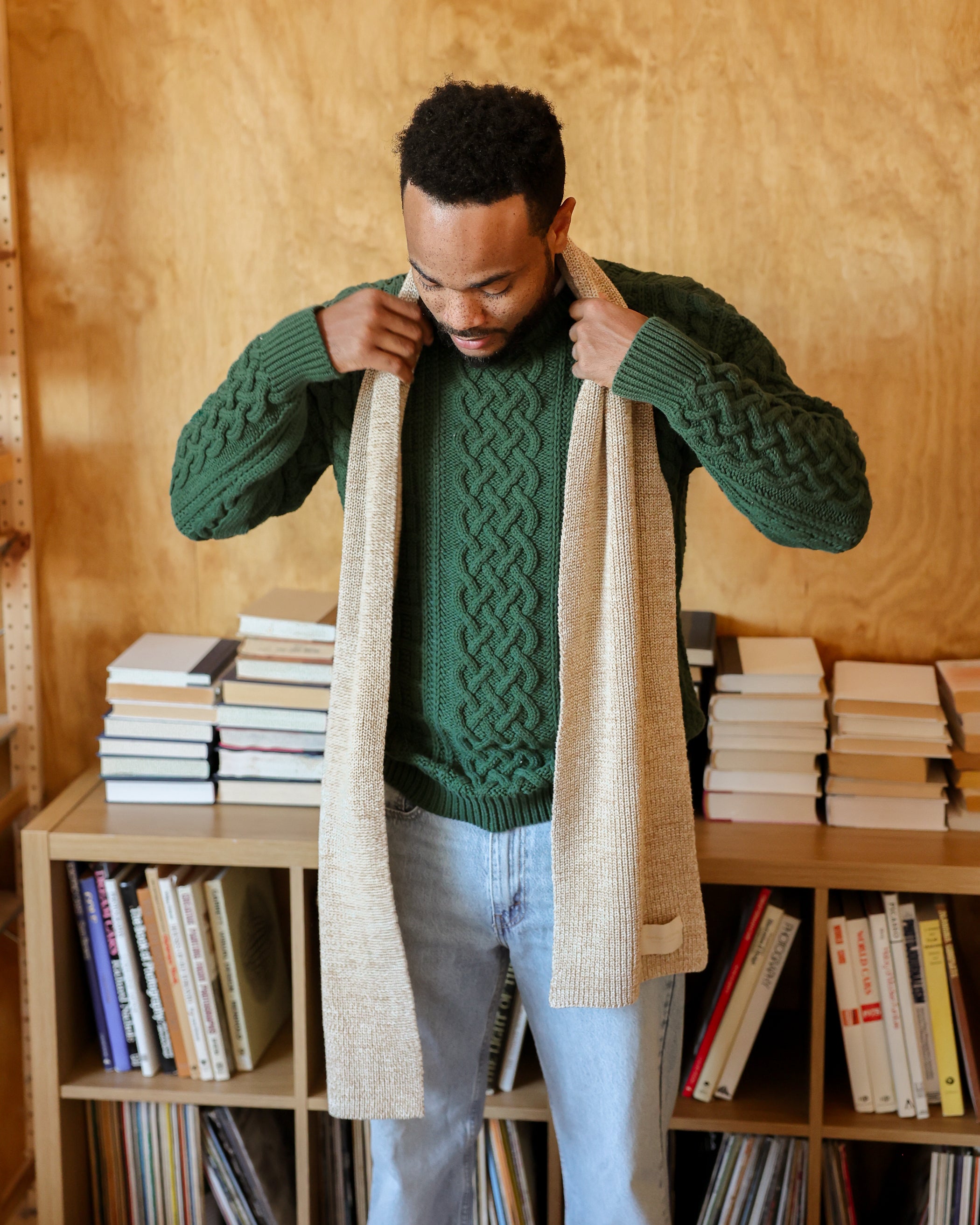 Made in Canada 100% Cotton Cotton Knit Scarf Heather Beige - Province of Canada