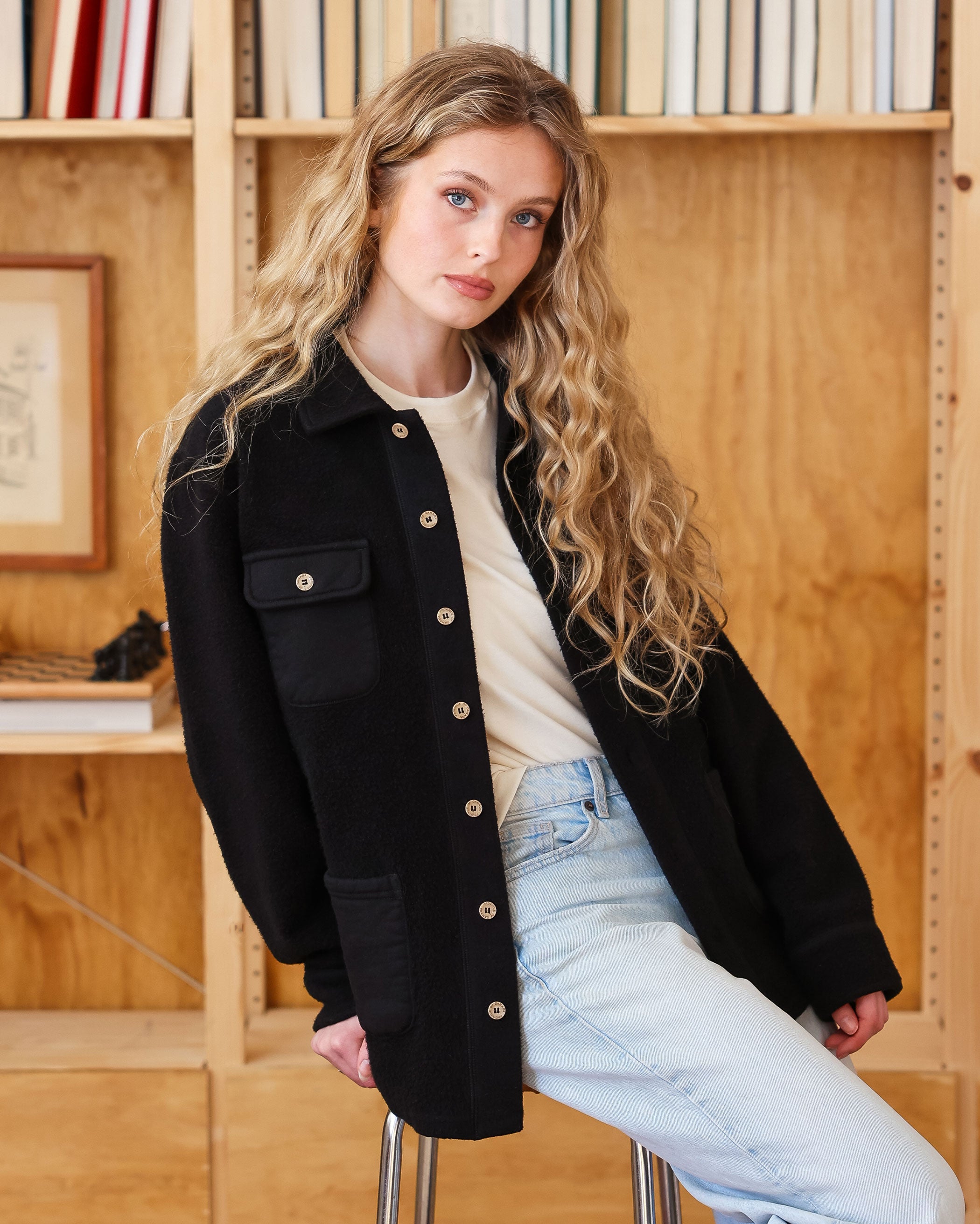 Reverse Fleece Overshirt Navy - Unisex - Made in Canada - Province