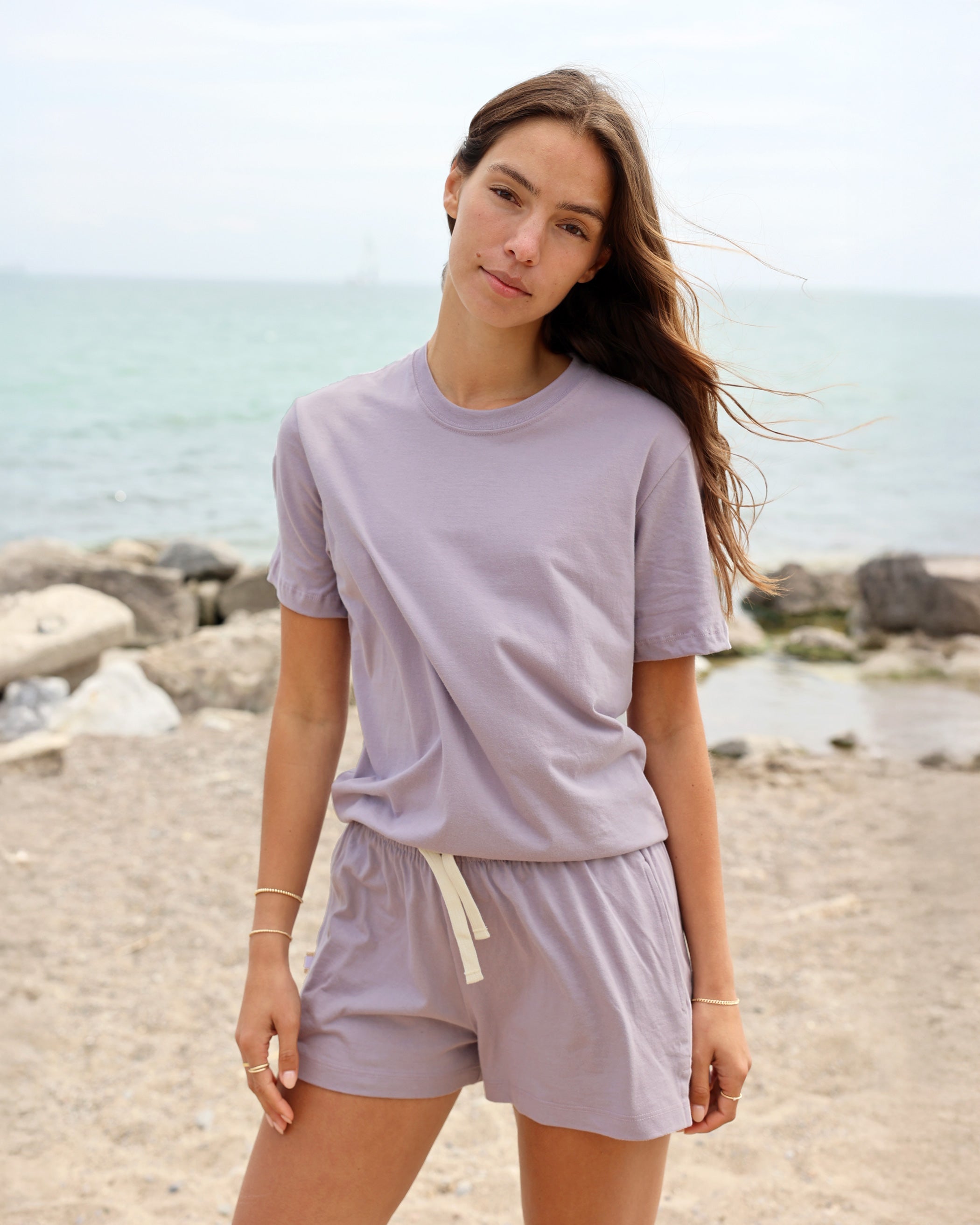 新品未使用papier HUDO silk shorts/lavender Weekend Short Mauve - Womens - Made in Canada - Province of Canada