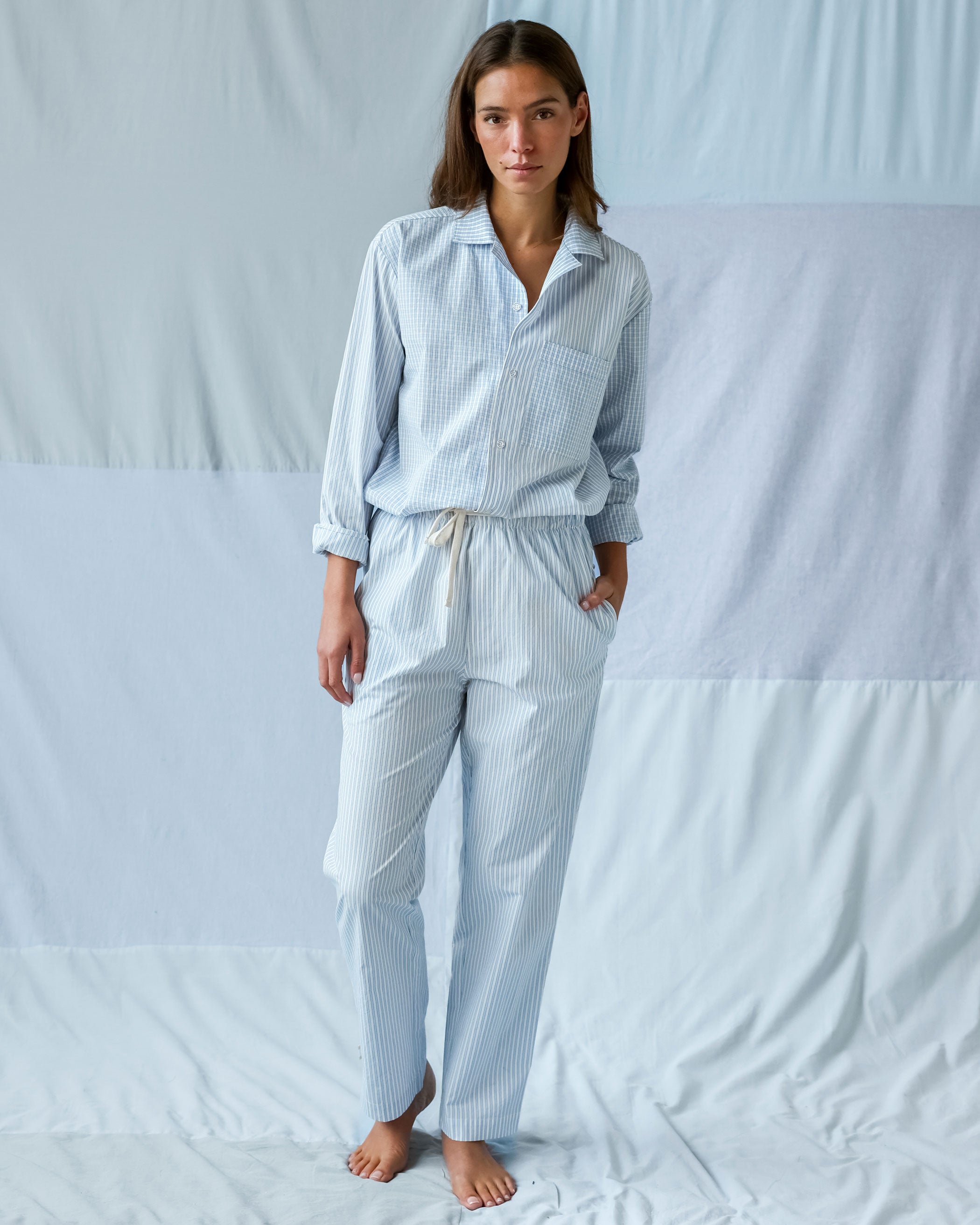 Made in Canada 100% Cotton Pyjama Pant Blue Stripe - Unisex - Province of Canada