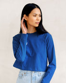 Made in Canada 100% Organic Cotton Monday Long Sleeve Crop Top Royal Blue - Province of Canada