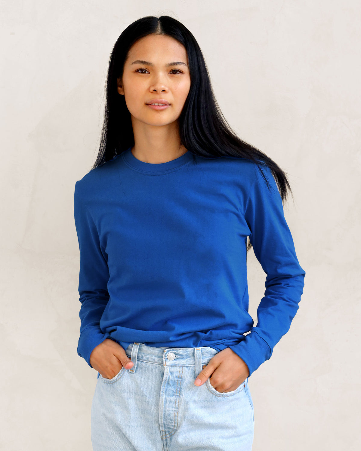 Made in Canada 100% Organic Cotton Monday Long Sleeve Tee T-Shirt Royal Blue - Province of Canada