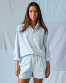 Made in Canada 100% Cotton Pyjama Short Blue Patchwork - Womens - Province of Canada
