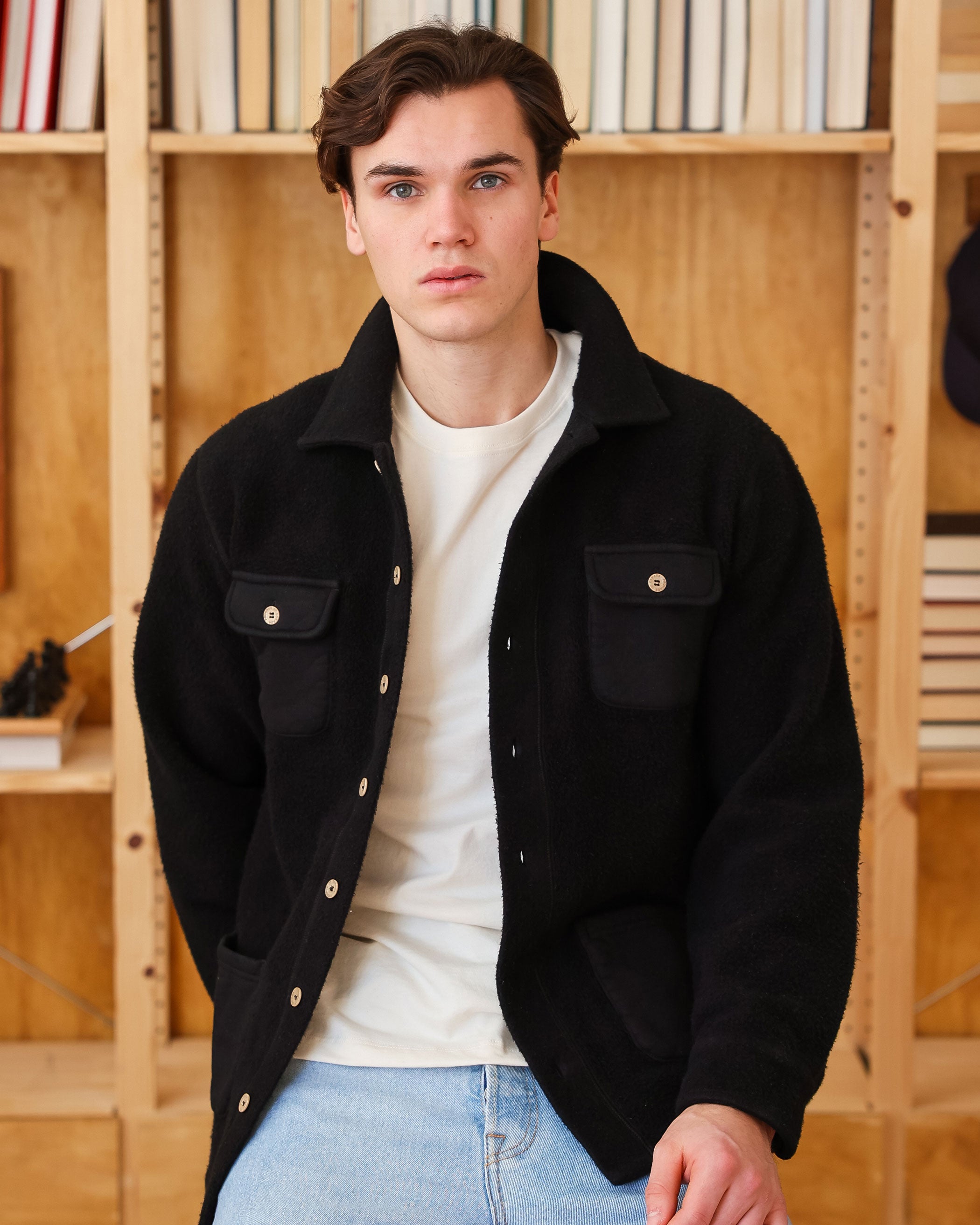 Reverse Fleece Overshirt Navy - Unisex - Made in Canada - Province