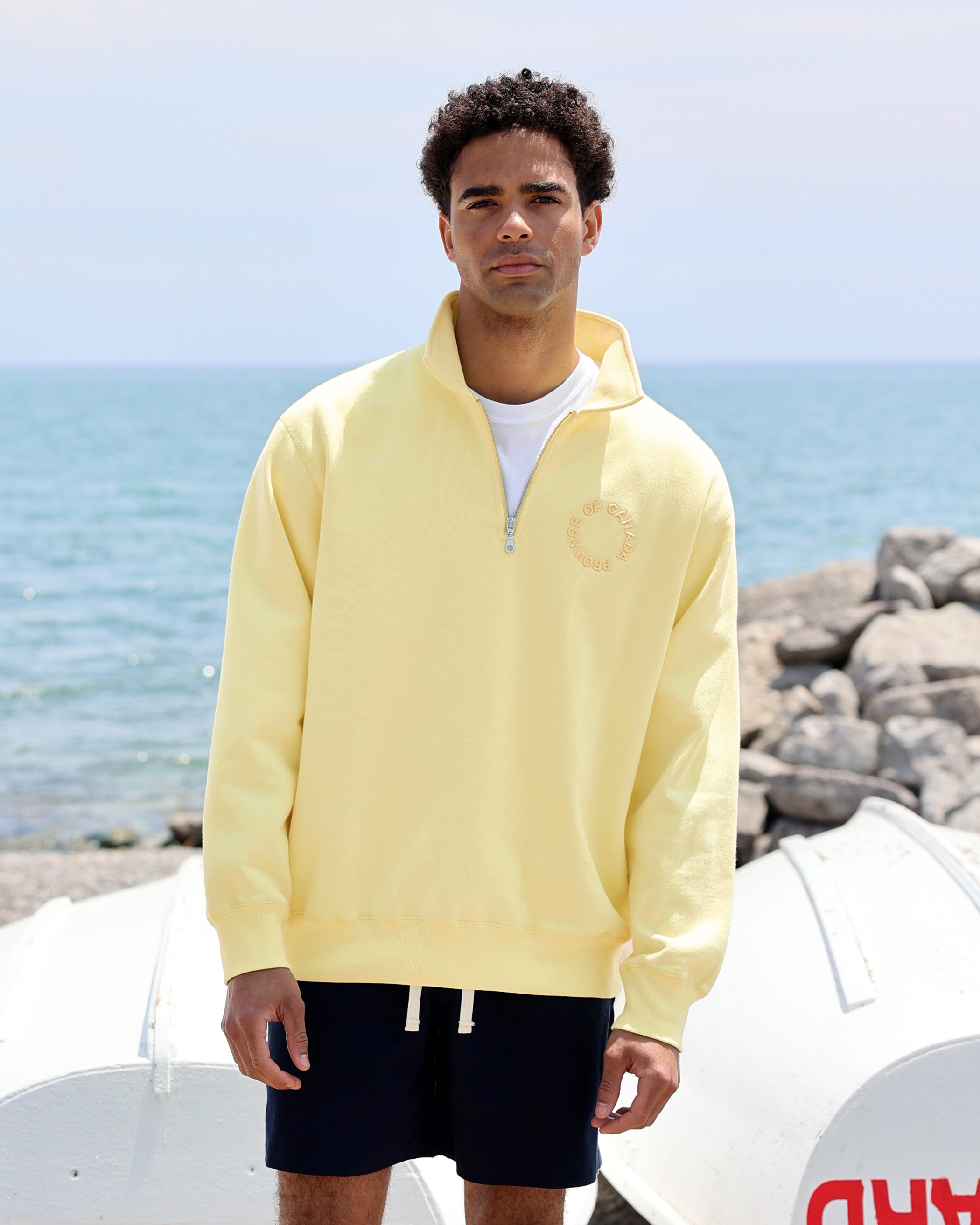 Made in Canada Half Zip Fleece Sweatshirt Butter - Unisex - Province of Canada