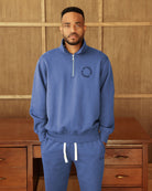 Made in Canada Half Zip Fleece Sweatshirt French Blue - Unisex - Province of Canada