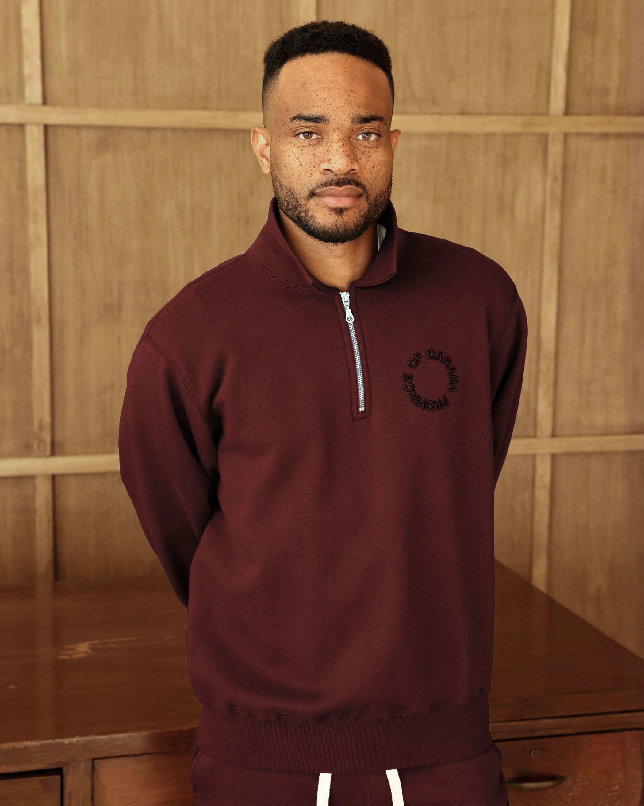 Half Zip Fleece Sweatshirt Burgundy - Unisex – Province of Canada
