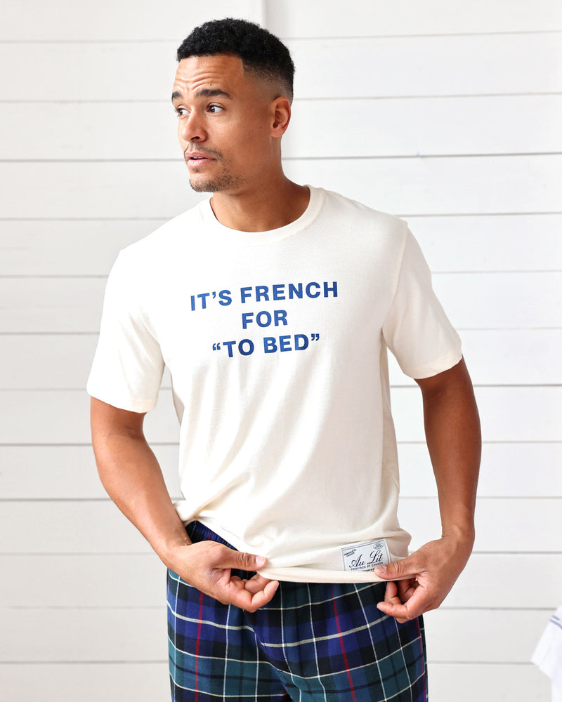 Made in Canada French for To Bed Tee Natural - Unisex - Au Lit x Province of Canada