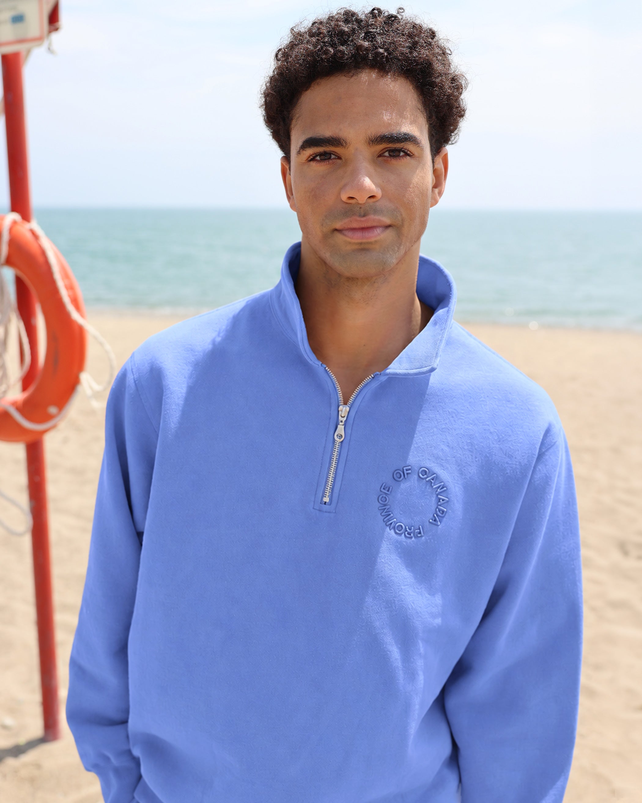 Made in Canada Half Zip Fleece Sweatshirt Periwinkle - Unisex - Province of Canada