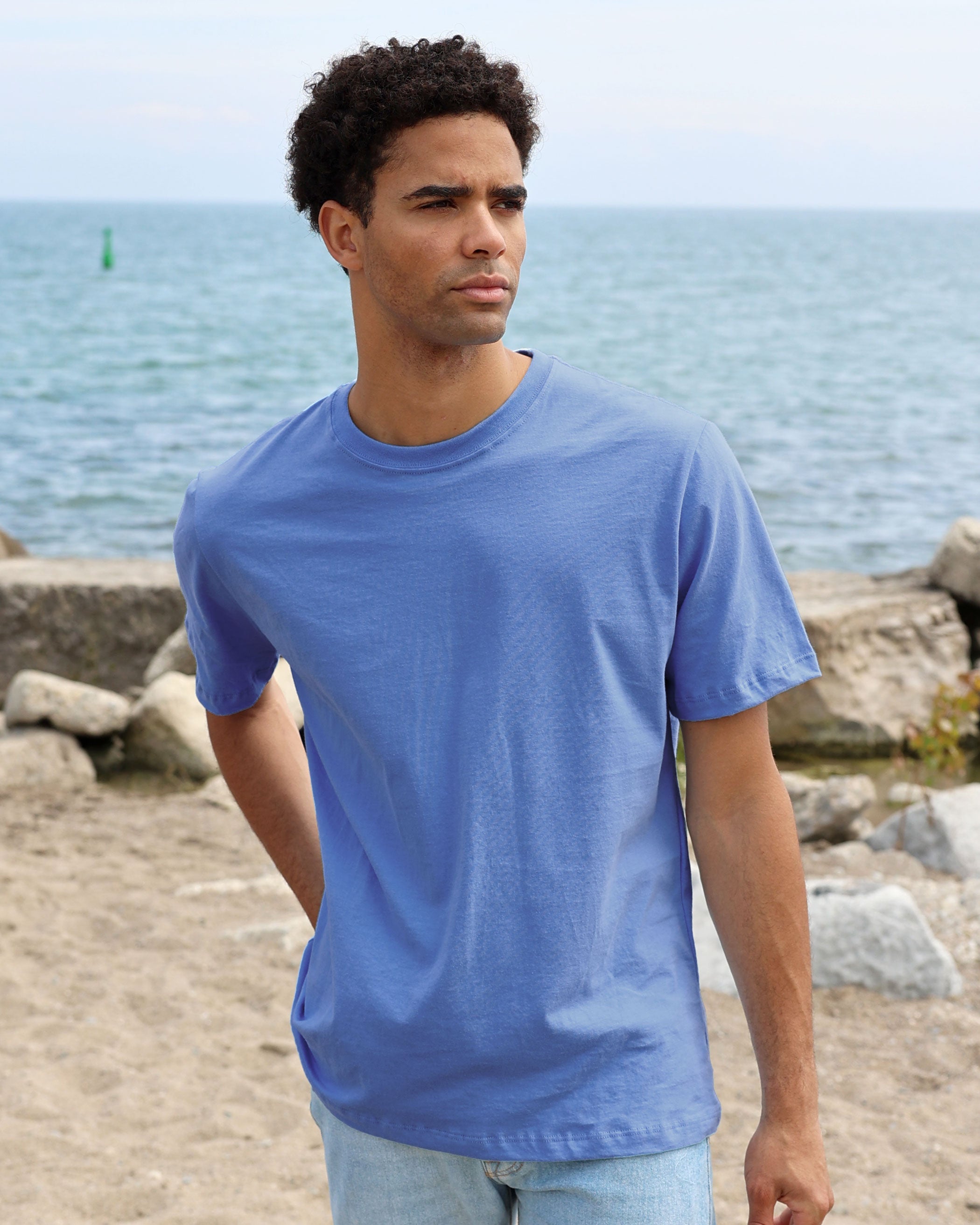 Made in Canada 100% Organic Cotton Monday Tee Periwinkle - Unisex - Province of Canada 