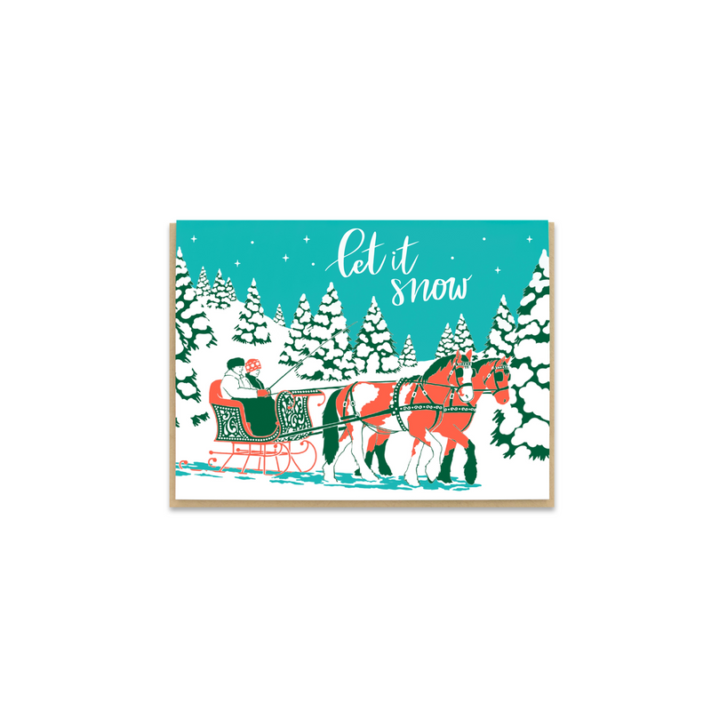 Vintage Holiday Carriage Ride Greeting Card - Made in Canada - Province of Canada