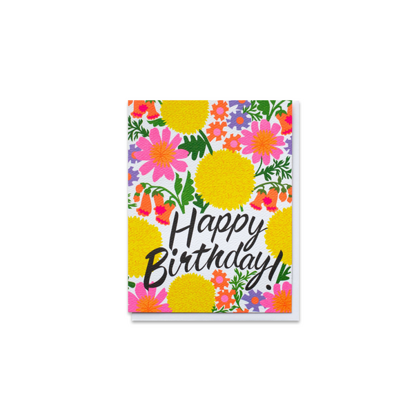 Jazzy Flowers Fun Birthday Greeting Card - Made in Canada - Province of Canada