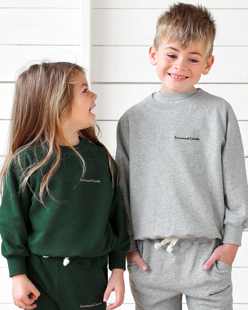 Kids French Terry Sweatshirt Heather Grey - Unisex - Made in Canada - Province of Canada